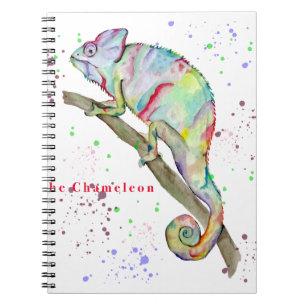 Caderno Espiral Camaleão engraçado de aquarela