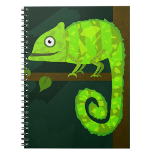 Caderno Espiral Camaleão verde fofo