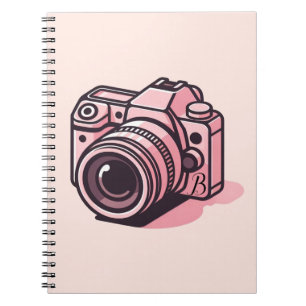 Caderno Espiral Câmera DSLR Rosa Fashion Personalizada de Fotograf