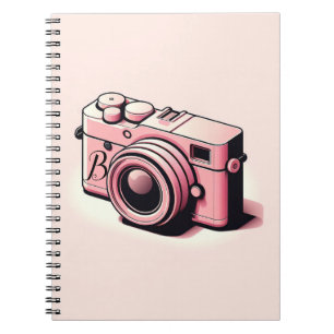 Caderno Espiral Câmera Fotográfica Rosa Personalizada Feminina