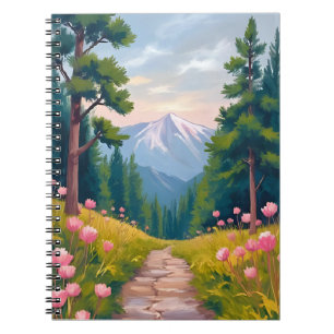 Caderno Espiral Caminhada na Montanha Paisagem Floral da Naturez