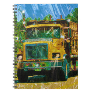 Caderno Espiral Caminhão do Transportador do Rig Grande Amarelo