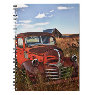 Caderno Espiral Caminhão Dodge laranja enferrujado com fazenda aba