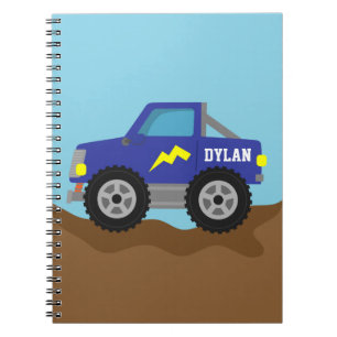 Caderno Espiral Caminhão Monstro Azul de Corrida, para Meninos