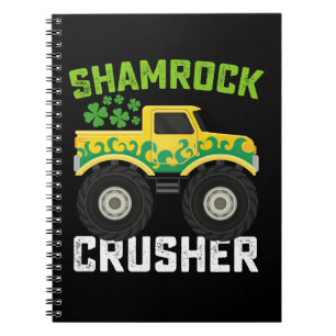 Caderno Espiral Caminhão Monstro Shamrock Crusher Dia de São Patrí