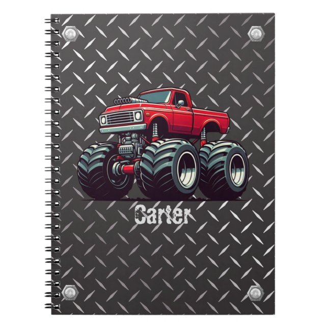 Caderno Espiral Caminhão monstro vermelho (Frente)