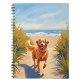 Caderno Espiral Caminho da Praia do Golden Retriever | Cachorro do
