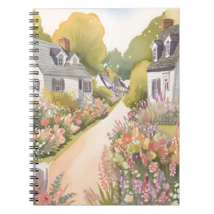 Caderno Espiral Caminho das Flores Silvestres Aquarela de Cidade