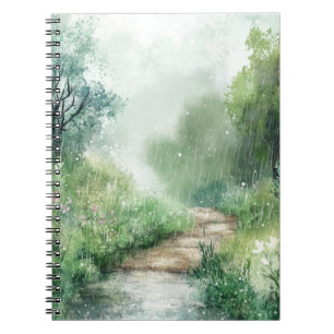 Caderno Espiral Caminho Florestal de Estrada Rural Nebulosa Paisag