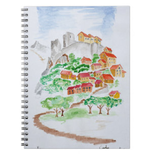 Caderno Espiral Caminho para a Fortaleza de Corte   Córsega, Franç