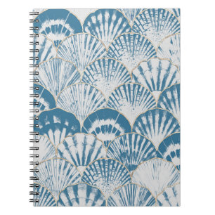 Caderno Espiral Caminho sem costura de ondas japanesas com casca d