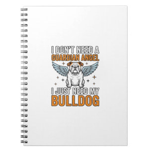 Caderno Espiral Camisa Anjo da Guarda Bulldog Amante de Cães Vinta