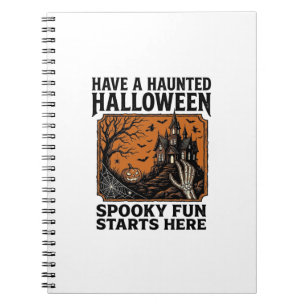 Caderno Espiral Camisa Assombrada de Halloween Design de Festa Vin