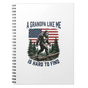 Caderno Espiral Camisa Bigfoot Grandpa Vintage Bandeira Americana 