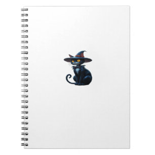 Caderno Espiral Camisa Clássica Cena de Gata de Halloween Feiticei