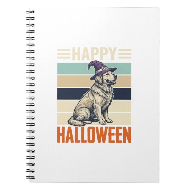 Caderno Espiral Camisa com desenho de chapéu de bruxa de cachorro  (Frente)