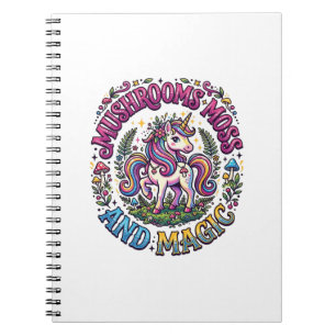 Caderno Espiral Camisa Comercial Cogumelos Unicórnio Musgo e Magia