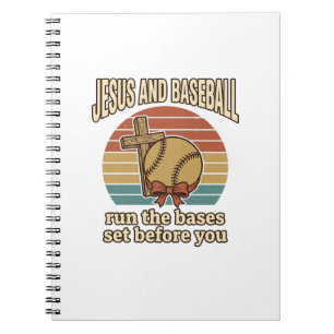 Caderno Espiral Camisa Cristã Vintage Jesus e Beisebol