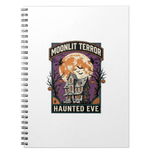 Caderno Espiral Camisa da Lua Assombrada Gravação Vintage Hallowee