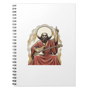 Caderno Espiral Camisa de Arte Vetorial de Guitarrista com Gravaçã