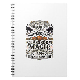 Caderno Espiral Camisa de Assistente de Professor de Halloween com