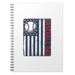 Caderno Espiral Camisa de bandeira do pai de beisebol vintage Desi