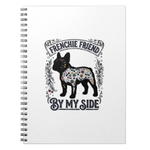 Caderno Espiral Camisa de Bulldog Francês Floral Vintage Arte Aman