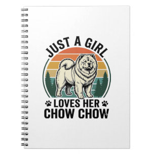 Caderno Espiral Camisa de Cachorro Chow Chow Vintage Girl Amante d