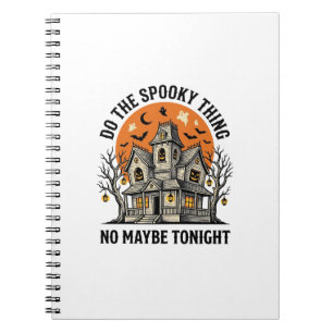 Caderno Espiral Camisa de Casa Assombrada Design de Halloween Vint