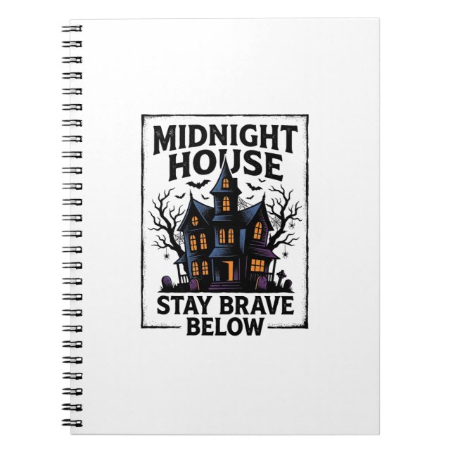 Caderno Espiral Camisa de Casa Assombrada Design de Noite Assustad (Frente)