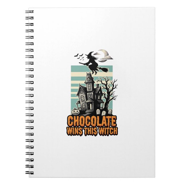 Caderno Espiral Camisa de Chocolate de Bruxa Design de Doce Tratam (Frente)