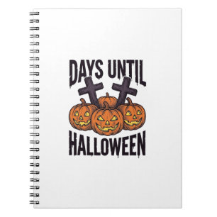 Caderno Espiral Camisa de Contagem Regressiva de Halloween Design 