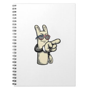 Caderno Espiral Camisa de desenho animado mão apontando patriota v