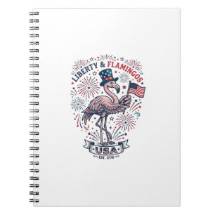 Caderno Espiral Camisa de desenho de gravura vintage de flamingo p