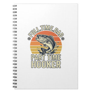 Caderno Espiral Camisa de design de pesca engraçada para pai vinta
