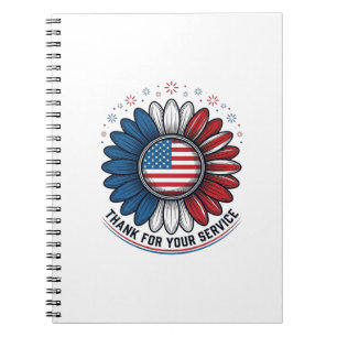 Caderno Espiral Camisa de Design Patriótico Daisy Agradecemos Seu 
