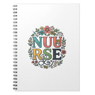 Caderno Espiral Camisa de Enfermeira Floral Design Arte Médica Vin