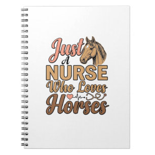 Caderno Espiral Camisa de Enfermeira que Ama Cavalos com Gravura V