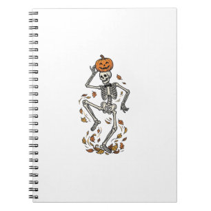 Caderno Espiral Camisa de Esqueleto de Abóbora Arte de Ossos Dança