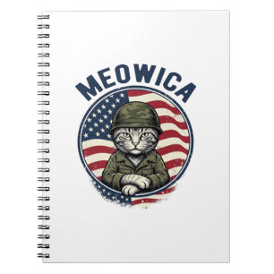 Caderno Espiral Camisa de Gato Patriótico Meowica com Gravação Vin