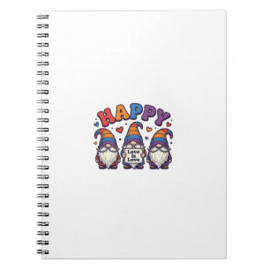 Caderno Espiral Camisa de Gnome de Arco-Íris do Mês do Orgulho Vin