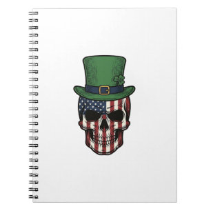 Caderno Espiral Camisa de gravura vintage com caveira patriótica i