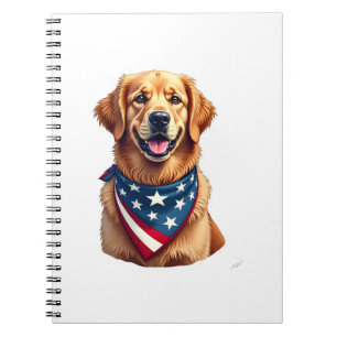 Caderno Espiral Camisa de Gravura Vintage do Golden Retriever Patr