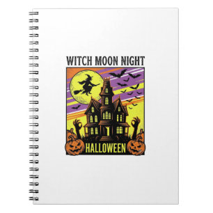 Caderno Espiral Camisa de Halloween de Bruxa Vintage Casa Assombra