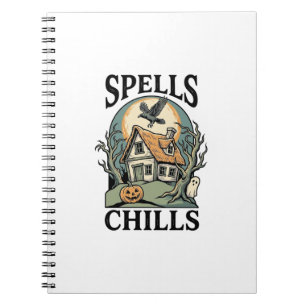 Caderno Espiral Camisa de Halloween de Cabana Assombrada para a Te