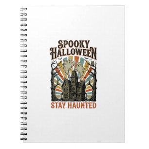 Caderno Espiral Camisa de Halloween de Casa Assombrada com Fantasm