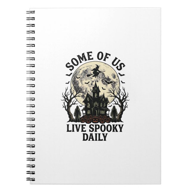 Caderno Espiral Camisa de Halloween Diária com Lua Assombrada Vint (Frente)