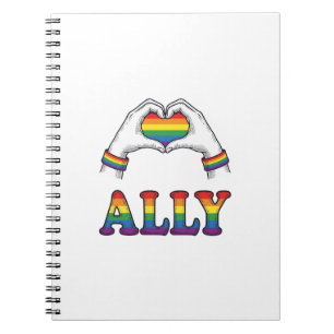 Caderno Espiral Camisa de Orgulho Vintage Coração Mãos Arco-íris A