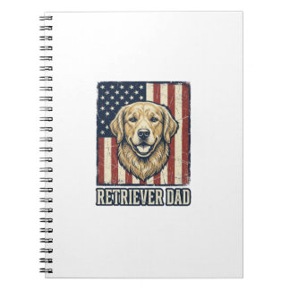 Caderno Espiral Camisa de Pai Retriever Vintage Design de Bandeira