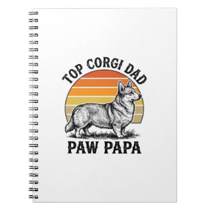 Caderno Espiral Camisa de Papai Corgi Vintage Sunset Dog Papa Pres